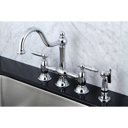 Kingston Brass Restoration Bridge Faucet With Side Spray Wayfair   Restoration Bridge Faucet With Side Spray 